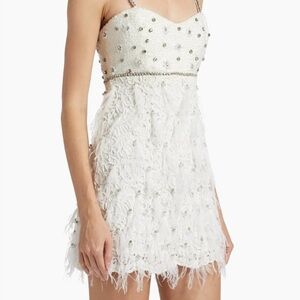 LoveShackFancy White Embellished Mini Dress